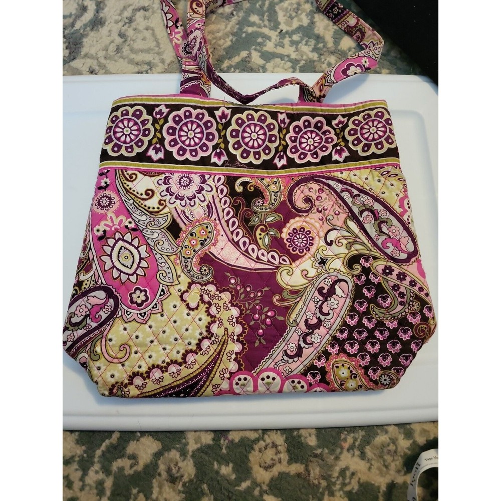Vera Bradley Very Berry Paisley Vera Large Toggle Tote Bag Pink Purple Green